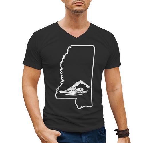 Swimming Apparel Mississippi Swimmer Training Men's V-Neck T-Shirt - SwimGear Co