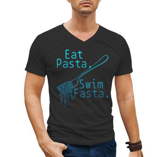 Swimming Eat Pasta Swim Fasta Swimmer Men's V-Neck T-Shirt - SwimGear Co