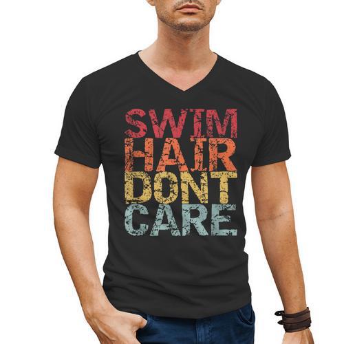 Swimming Pool Diving Sport Swimmer Swim Hair Dont Care Men's V-Neck T-Shirt - SwimGear Co
