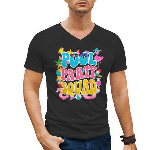 Swimming Pool Party Squad Beach Pool Party Matching Beach Men's V-Neck T-Shirt - SwimGear Co