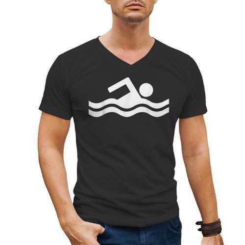 Swimming Symbol Men's V-Neck T-Shirt - SwimGear Co