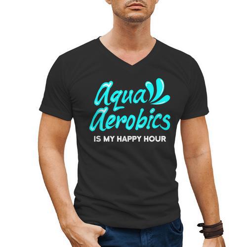 Swimming Water Aerobics Lover Aqua Aerobics Is My Happy Hour Men's V-Neck T-Shirt - SwimGear Co