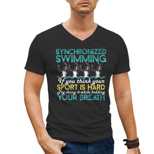 Synchronized Swimming Shirt Synchro Swimmer Artistic Men's V-Neck T-Shirt - SwimGear Co
