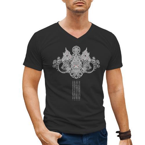 Thai Sak Yant Tattoo Muay Thai Art Men's V-Neck T-Shirt - Nak Muay Co.