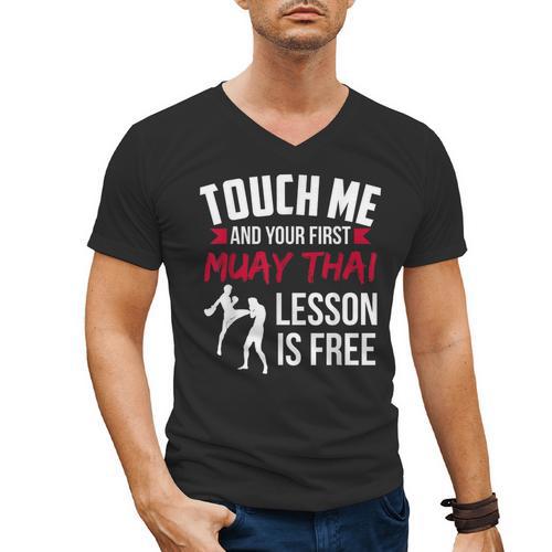 Touch Me And Your First Muay Thai Lesson Is Free Men's V-Neck T-Shirt - Nak Muay Co.