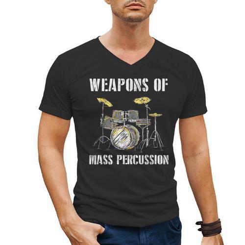 Weapons Of Mass Percussion Band Best Drummer Drum Kit Men's V-Neck T-Shirt - Downbeat Supply