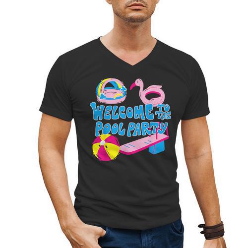 Welcome To The Pool Party Birthday Summer Family Swimming Men's V-Neck T-Shirt - SwimGear Co