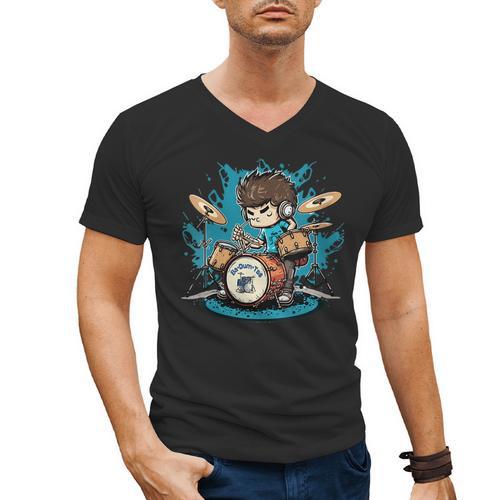 Women's Drum Set Drumming Drummers Drum Kits Music Men's V-Neck T-Shirt - Downbeat Supply