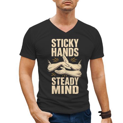 Women's Sticky Hands Steady Mind Muay Thai Boxing Men's V-Neck T-Shirt - Nak Muay Co.