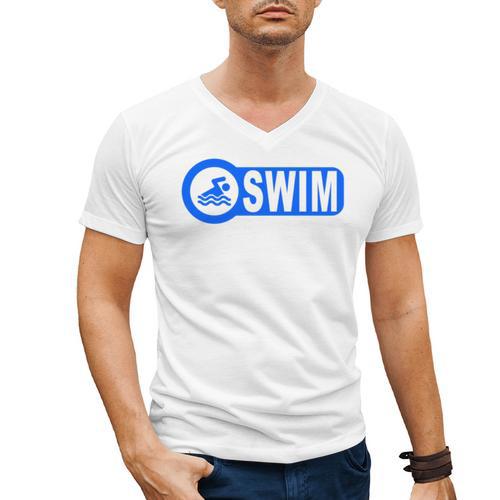 2 Sided Print Swimming Teacher Swim Instructor Swim Lessons Men's V-Neck T-Shirt - SwimGear Co