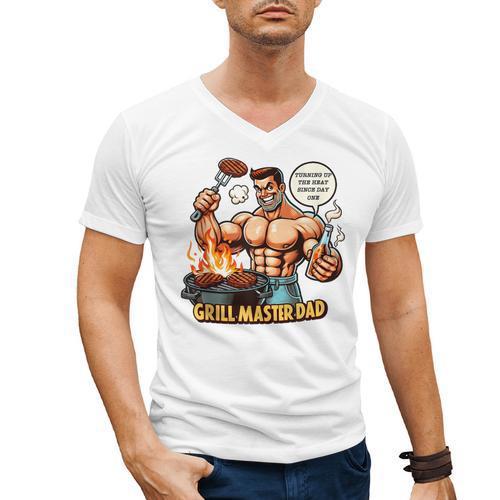 BBQ Dad Tee Grill Is Hot My Opinions Present Apparel Men's V-Neck T-Shirt - BBQ Dad Merch