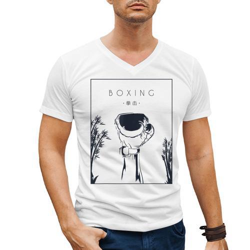 Boxing Chinese Hanzi Muay Thai Kickboxer Fan Boxing Men's V-Neck T-Shirt - Nak Muay Co.