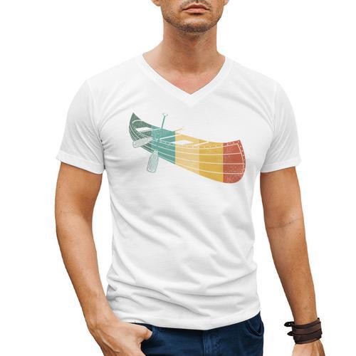 Canoe Canoeing Retro Vintage Men's V-Neck T-Shirt - Paddle Life