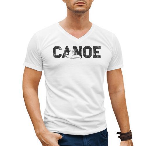 Canoe Canoeing Vintage Canoe Raglan Baseball Tee Men's V-Neck T-Shirt - Paddle Life