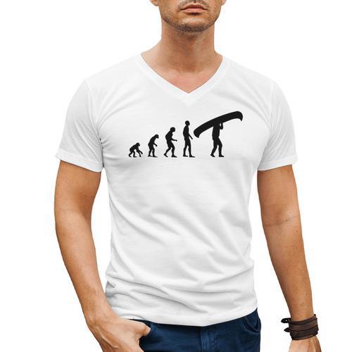 Canoe Evolution Canoeing Shirt T-Shirt Men's V-Neck T-Shirt - Paddle Life