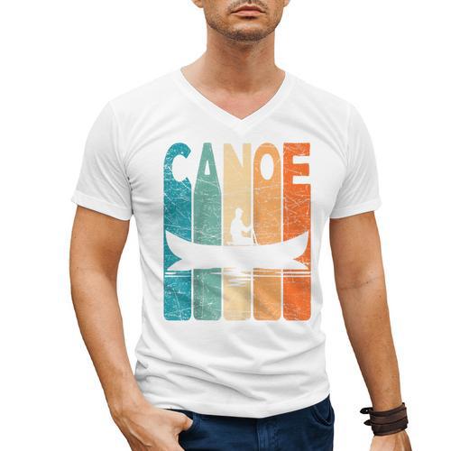 Canoe Vintage Canoeing Retro Canoe Paddling Raglan Baseball Tee Men's V-Neck T-Shirt - Paddle Life