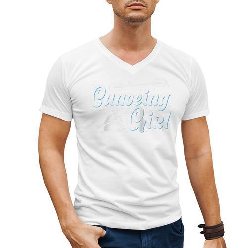 Canoeing Girl Raglan Baseball Tee Men's V-Neck T-Shirt - Paddle Life