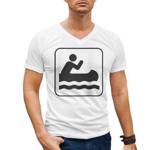 Cool Outdoor Water Sport Canoe Raglan Baseball Tee Men's V-Neck T-Shirt - Paddle Life