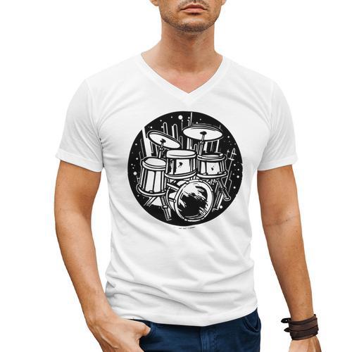 Drum Kit Drums Sweatshirt Men's V-Neck T-Shirt - Downbeat Supply