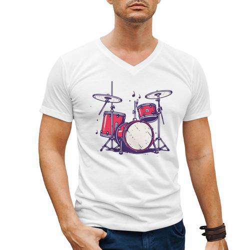 Drum Kit Electronic Drums Sweatshirt Men's V-Neck T-Shirt - Downbeat Supply
