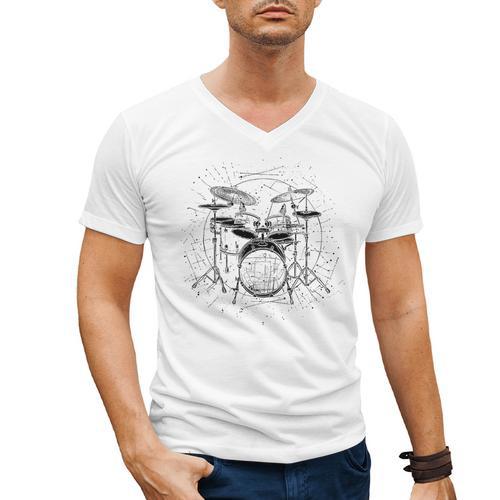 Drum Kit Premium Tri-Blend Men's V-Neck T-Shirt - Downbeat Supply