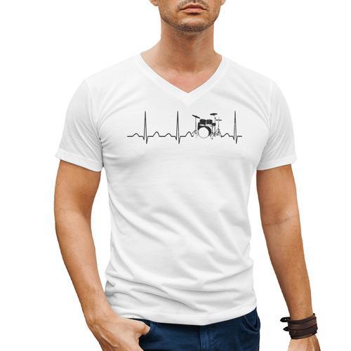 Drum Kit Set Drummer Men's V-Neck T-Shirt - Downbeat Supply