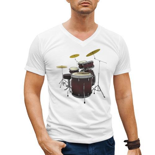 Drummer Drum Kit Premium Tri-Blend Men's V-Neck T-Shirt - Downbeat Supply