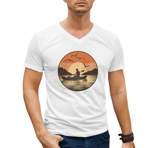 Kayak Kayaker Canoes-Boating Paddle-Life Canadier-Canoe Raglan Baseball Tee Men's V-Neck T-Shirt - Paddle Life