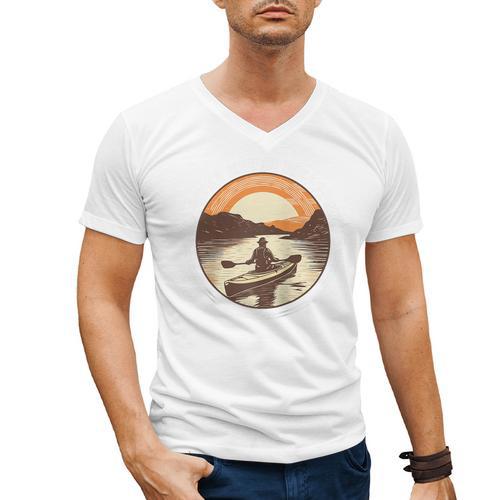 Kayak Kayaker Canoes-Boating Water-Paddle Canadier-Canoe Raglan Baseball Tee Men's V-Neck T-Shirt - Paddle Life