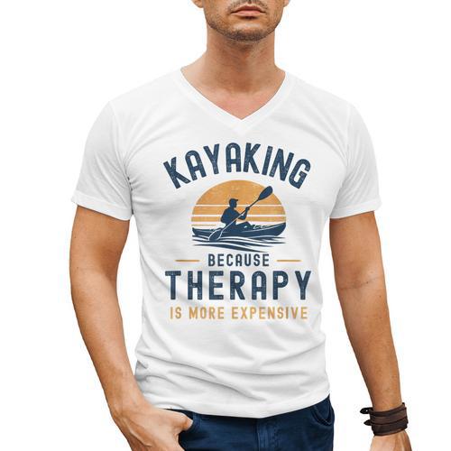 Kayaking Therapy Kayaker Canoe Paddle Lake River Men's V-Neck T-Shirt - Paddle Life
