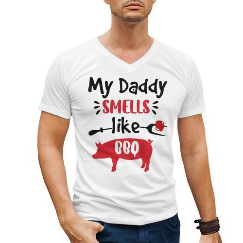Kids My Daddy Smells Like BBQ Grilling Dad BBQ Dad Master Grill Men's V-Neck T-Shirt - BBQ Dad Merch