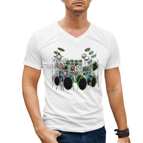 Large Drum Kit With Many Drums Men's V-Neck T-Shirt - Downbeat Supply
