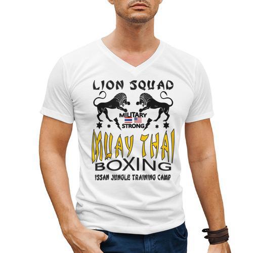LION SQUAD THAILAND KICKBOXING MUAY THAI MMA TRAINING Men's V-Neck T-Shirt - Nak Muay Co.