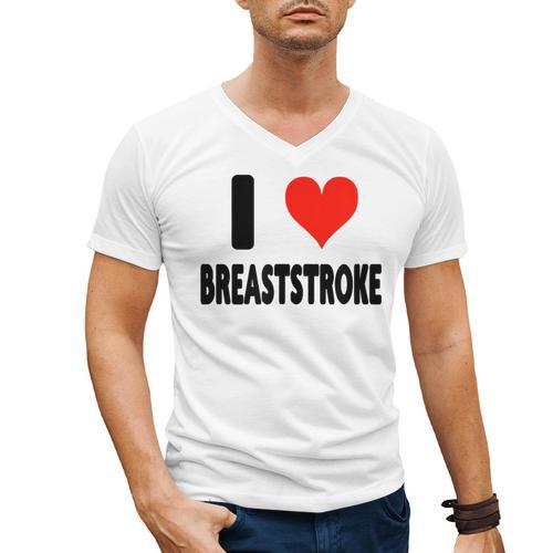 I Love Breaststroke Heart Swim Swimmer Pool Swimming Men's V-Neck T-Shirt - SwimGear Co