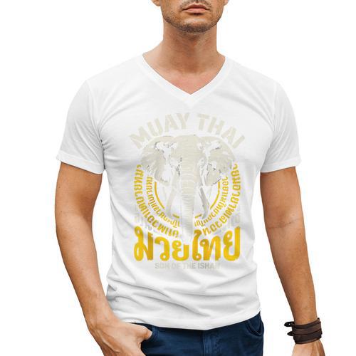 Muay Thai Thailand Fighter Martial Arts Son Of The Ishan Tee Raglan Baseball Tee Men's V-Neck T-Shirt - Nak Muay Co.