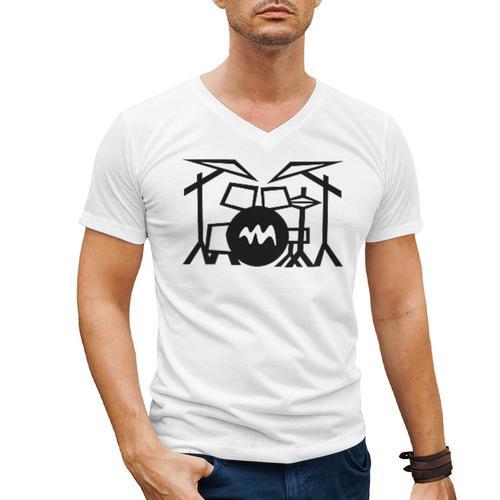 Retro Drum Kit Raglan Baseball Tee Men's V-Neck T-Shirt - Downbeat Supply