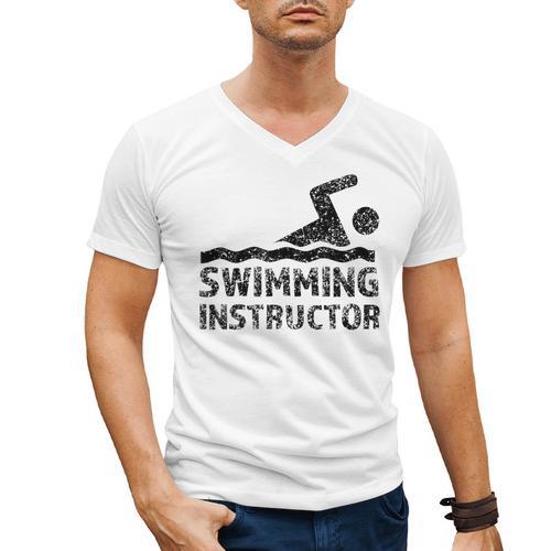 Swimming Instructor Lesson Swim Coach Men's V-Neck T-Shirt - SwimGear Co