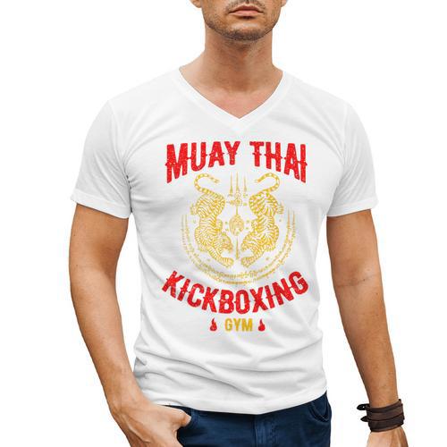 Tiger Muay Thai Kickboxing Gym MMA Training Men's V-Neck T-Shirt - Nak Muay Co.