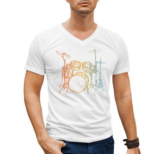 Vintage Drummer Drum Kit Men's V-Neck T-Shirt - Downbeat Supply