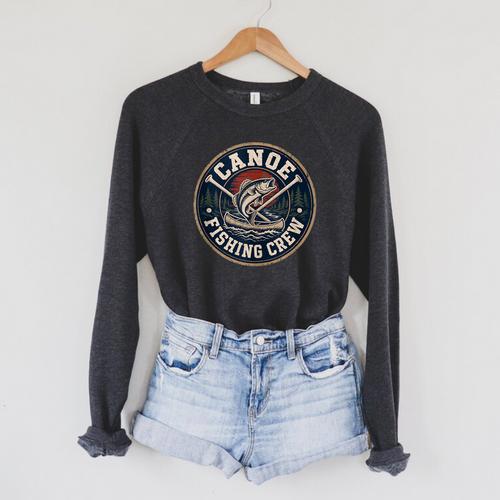 Canoe Fishing Crew Vintage Bass Paddles Raglan Sleeve Sweatshirt - Paddle Life