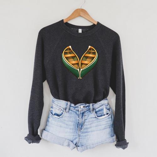 Canoe Heart Cute Minimalist Paddling Adventure Raglan Sleeve Sweatshirt - Paddle Life
