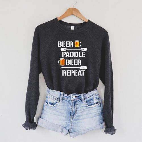 Canoe Kayak Tees Beer Paddle Repeat T-Shirt Raglan Sleeve Sweatshirt - Paddle Life