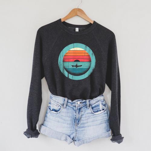 Canoe Sunset Raglan Sleeve Sweatshirt - Paddle Life