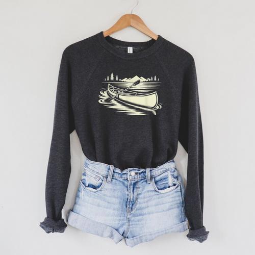 Canoe Tripper Loading Portage Pack First Light Raglan Sleeve Sweatshirt - Paddle Life