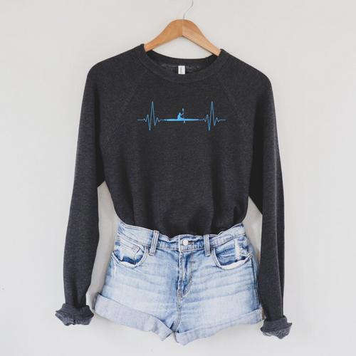Cool Kayaking Heartbeat Canoe Boating Kayaks Outdoor Sport Raglan Sleeve Sweatshirt - Paddle Life