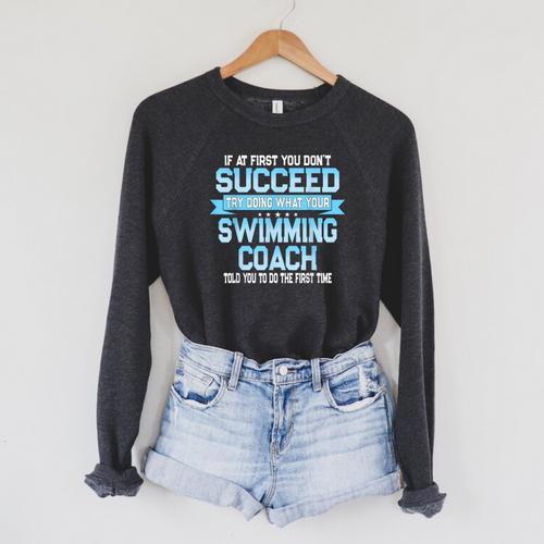 Fun Swimming Coach Meme Swimmer Saying Raglan Sleeve Sweatshirt - SwimGear Co