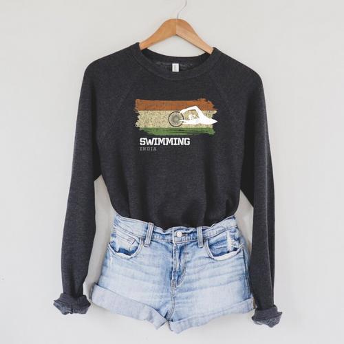 India Swimming Swimmer Water Sports Swimming Raglan Sleeve Sweatshirt - SwimGear Co