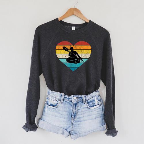 I Love Canoeing Water Sports Canoe Tour Paddling Canadian Raglan Sleeve Sweatshirt - Paddle Life