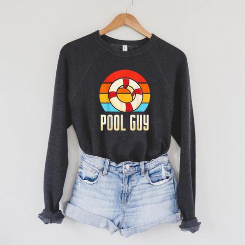 Pool Guy Swimming Attendant Attendants Rescuer Raglan Sleeve Sweatshirt - SwimGear Co