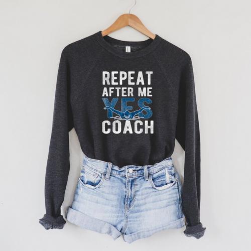 Repeat Yes Swim Coaching Swimming Coaches Raglan Sleeve Sweatshirt - SwimGear Co